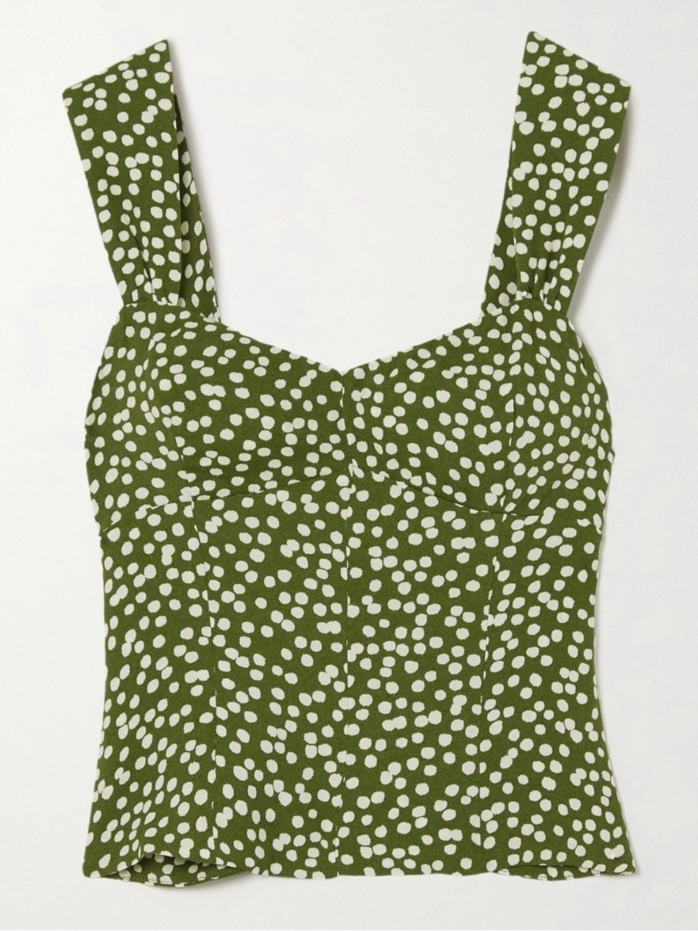 Reformation Hester Green Strada Polka Dot Tank